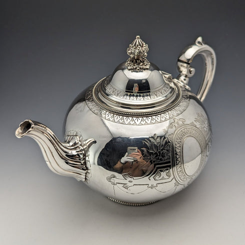 約 1875 年英國古董鍍銀茶壺 Martin & Hall